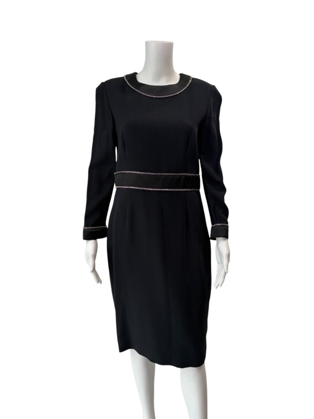$3500 Givenchy Black Zip Midi Sheath Dress size IT 44/10/M-L AS IS